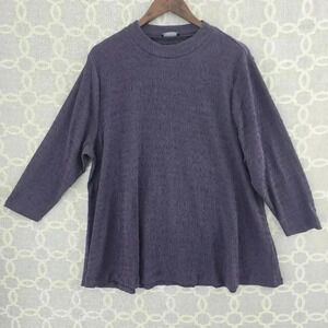 Lane Bryant Crew Neck Textured Long Sleeve Flare Blouse Women's 22/24